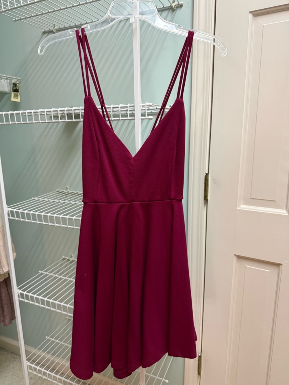 Windsor Deep Plum Maroon Double-Strap Mini Dress